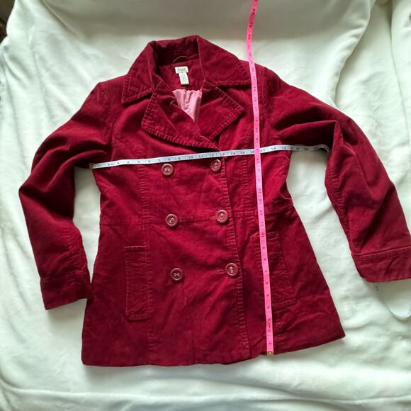 Bass Cranberry Red Vintage Y2K Cotton Corduroy Double Breasted Blazer Womens Med - Picture 9 of 11